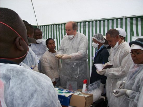 Professor Steven Belmain training colleagues in Madagascar on plague surveillance and rodent management.